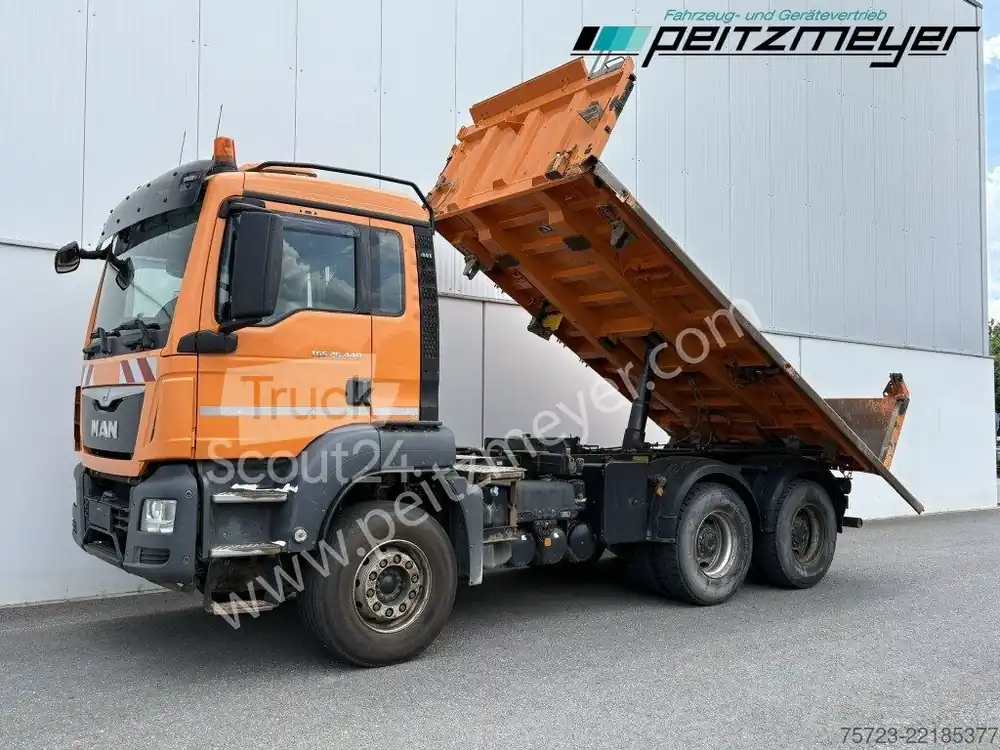 Camion-benne tricarMAN TGS 26.440 BL 6x4, Meiller, Bordmatik Achat Immédiat