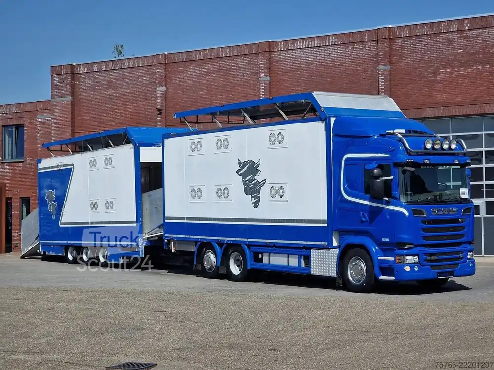 Transport de bétailScania R520 V8 6x2*4 - Livestock Ravenhorst 2 deck + G... Pas Cher