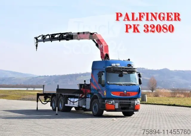 Promotion Grue montée sur camionRENAULT Premium 410* PRITSCHE 6,50m *PK 32080/FUNK* TOP