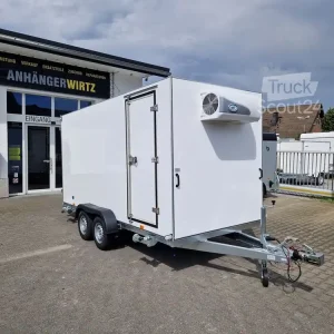 Commander Maintenant Transports frigorifiquetrailershop großer Lebensmittel Kühlanhänger Aluwanne mit Seitentür 230V Arktik 2000 Kühlung