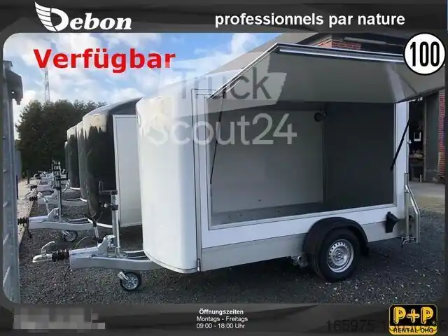 Produit De Marque Caisse fermée (ou tôlé)Cheval Liberté Debon C300 1,3t Kofferanhänger mit Seitentür - Verkaufsklappe Weiss
