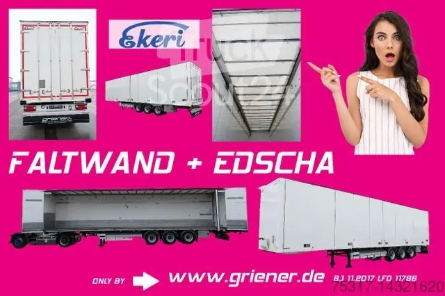 Semi-remorque fourgonEkeri EKERI T3-A / SEITLICHE TÜREN /FALTWAND EDSCHA ! Seulement Aujourd'hui