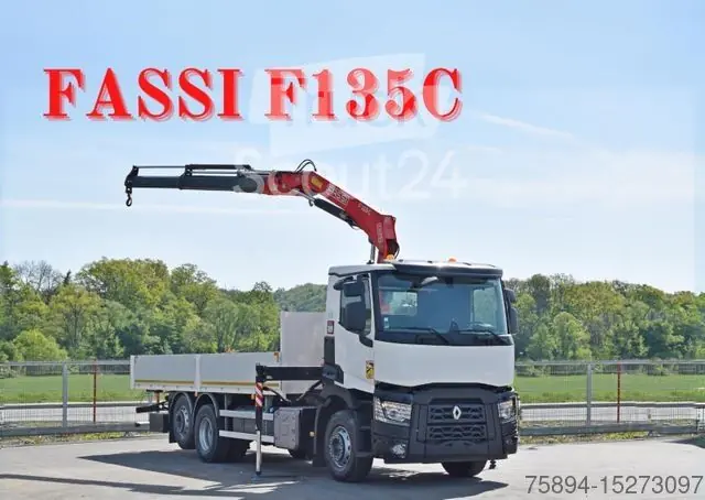 Grue montée sur camionRENAULT C 380 * PRITSCHE 7,05 m* FASSI F 135C + FUNK Prix Cassé