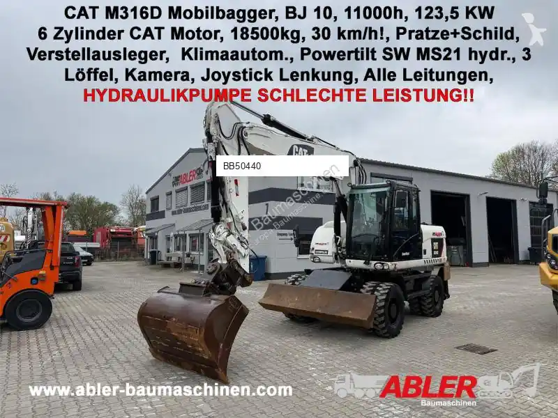 Pelle sur pneus Caterpillar M316 D Gazoil occasion Solde
