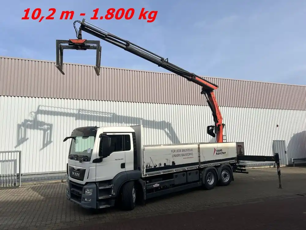 Camion grue, Camion plateau MAN TGS 26.400 6x2-4 LL TGS 26.400 6x2-4 LL, Navi, Lenk-/Liftachse, Heckkran Palfinger PK20001-K B, Funk Bon Plan