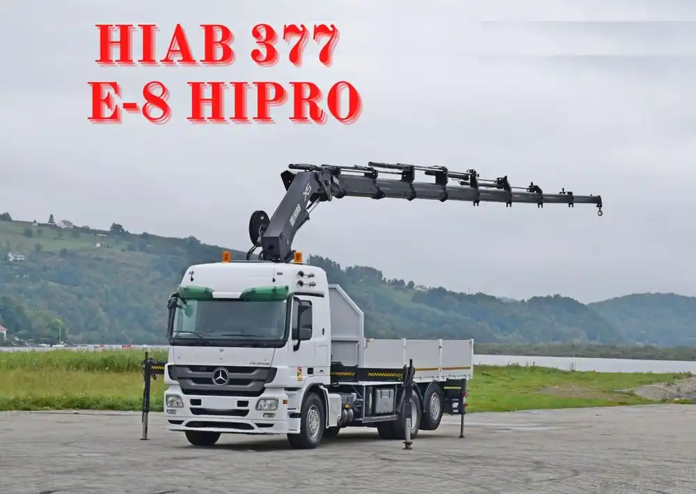 Camion grue, Camion plateau Mercedes-Benz ACTROS 2544 * HIAB 377 E - 8 HIPRO + FUNK* TOP Usine Directe