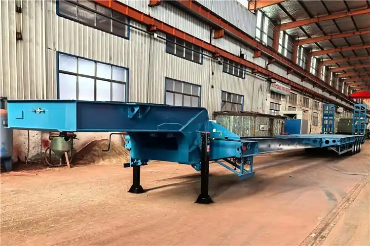 Semi-remorque surbaissé neuf pour transport de bois TITAN Customized Extendable Low Bed Trailer for Sale Top Vente