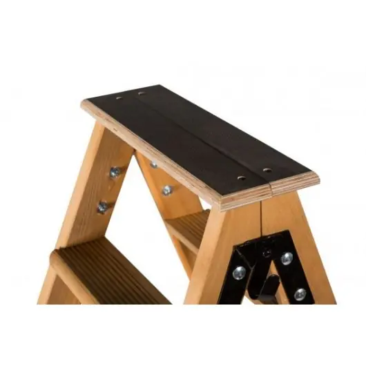 Promotion CENTAURE - Escabeau double accès à deux plans de montée - 2x6 marches + tablette - hauteur de travail maximum 2.90m - bois