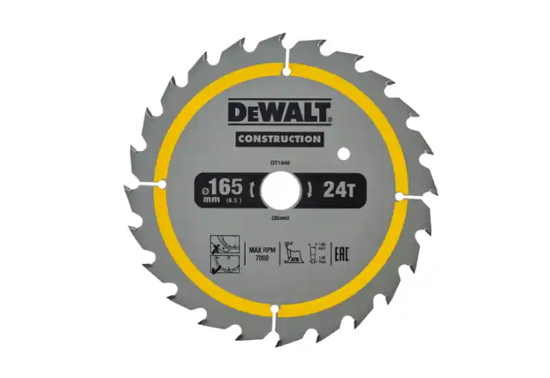DEWALT - Lame de scie circulaire sans fil Construction, 165x20 mm, 24 dents Nouveauté