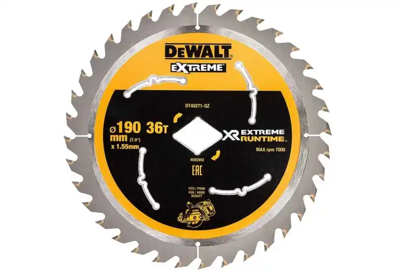 DEWALT - Lame de scie circulaire portative XR Flexvolt 190 mm, alésage diamant, 36 dents Quantité Limitée